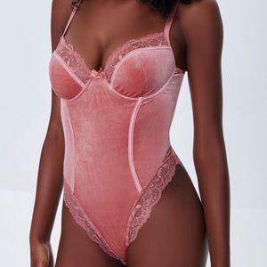 Velvet Floral Lace Bodysuit